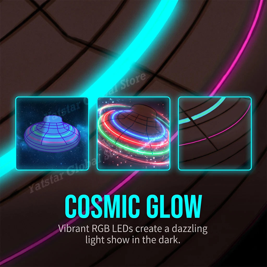 Magic Flying Helicopter Spinner Fingertip Upgrade Flight Gyro Fly Orb Hover Ball Mini Drone LED Light Luminous Toy Kids Gift Fun
