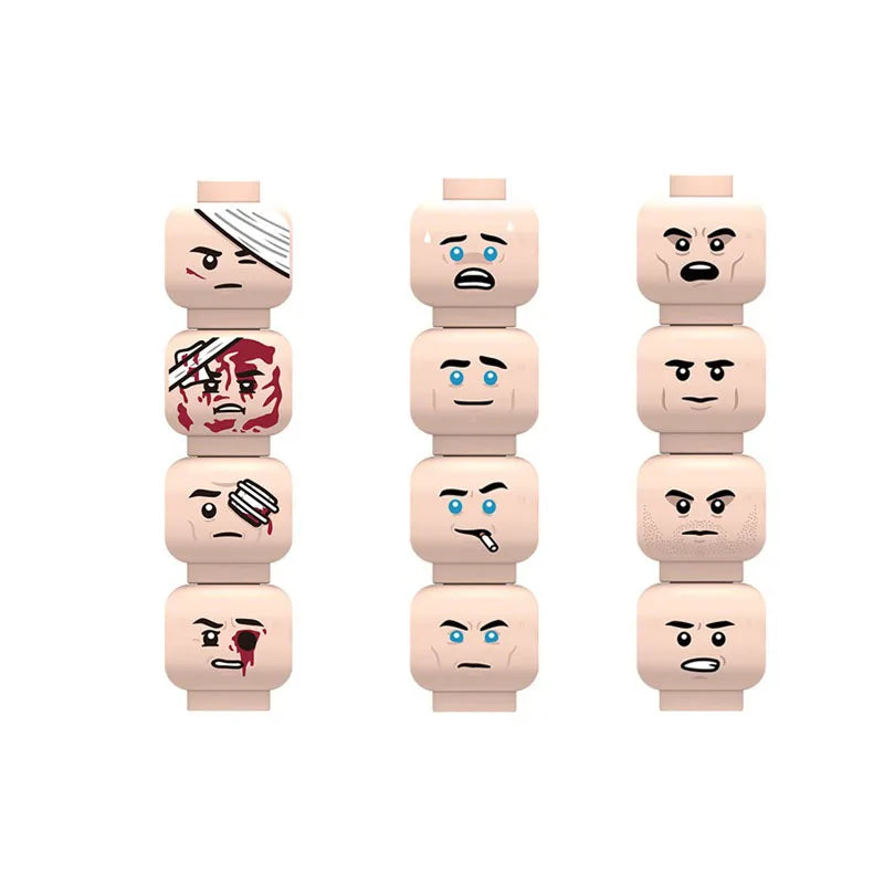 MOC City Halloween Expression Accessories Building Blocks Face Injured Head Terror Scene Ghost Skeleton Bricks Friends Toys Gift