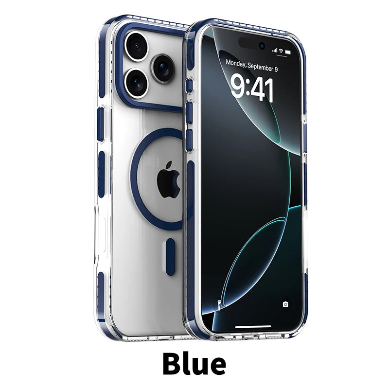 Luxury Magnetic Colorful Border Case for iPhone 18 17 16 15 14 Plus 13 12 Pro Max For Magsafe Wireless Charge Shockproof Cover