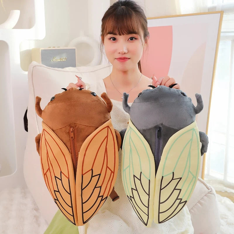 45CM Cartoon Cicada Beetle Plush Backpack Soft Stuffed Toy