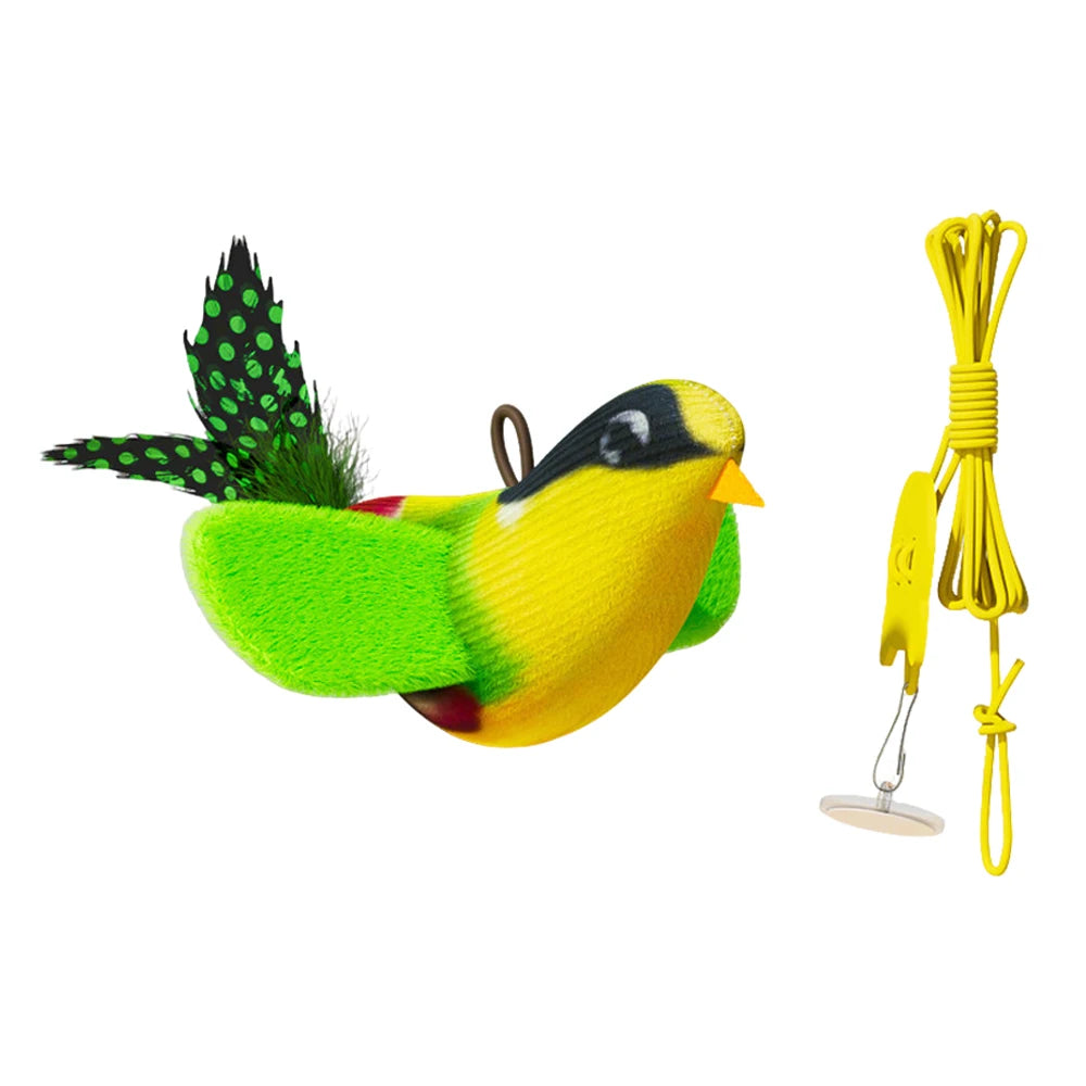 Interactive Wall Hanging Bird Cat Toy with Catnip for Indoor Play
