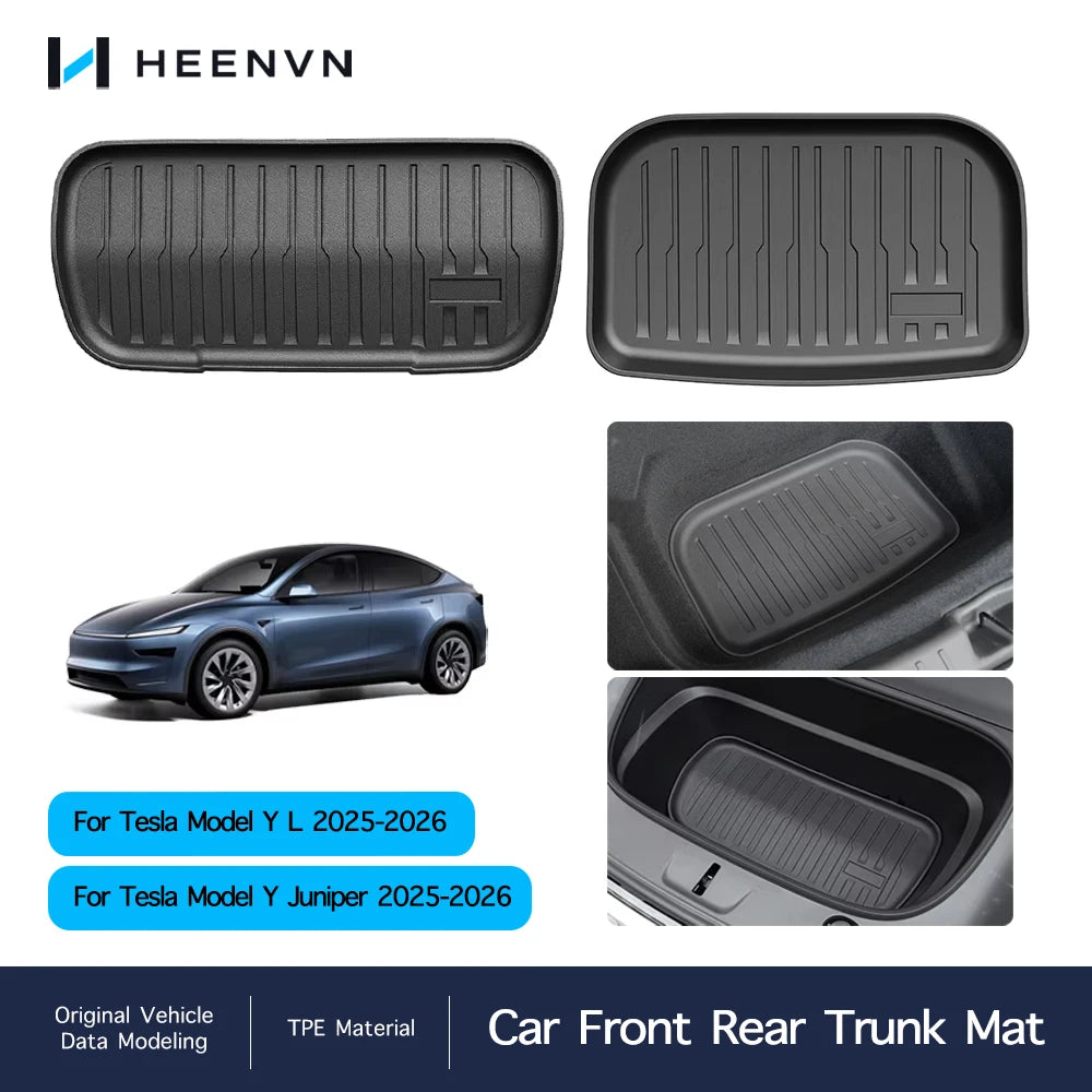 Heenvn For Tesla Model Y Juniper YL 2025-2026 Front Rear Trunk Mat Cargo Liner Waterproof Anti-slip TPE Pad Interior Accessories