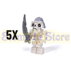 5PCS MOC Halloween Skeleton Army Mini Doll Ghost Building Block DIY Assembly Character Doll Horse Ornaments Figure Gift for Kids