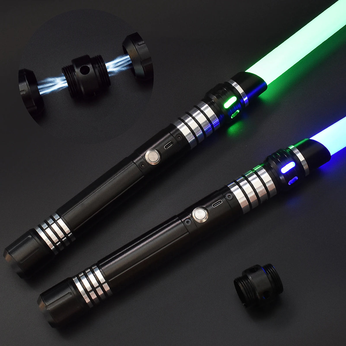 RGB Metal Lightsaber Dueling Smooth Swing Sword Sabre De Luz 7  Color Changing With Sounds  Flashing Toy