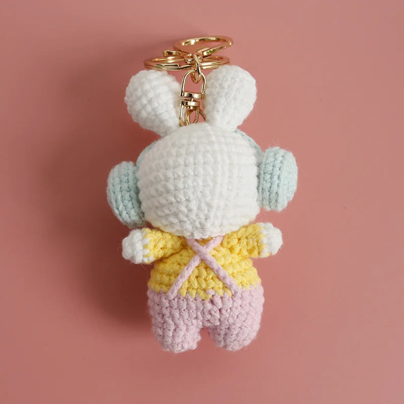 Cute Rabbit Crochet Keychain Handmade Bunny Bag Charm