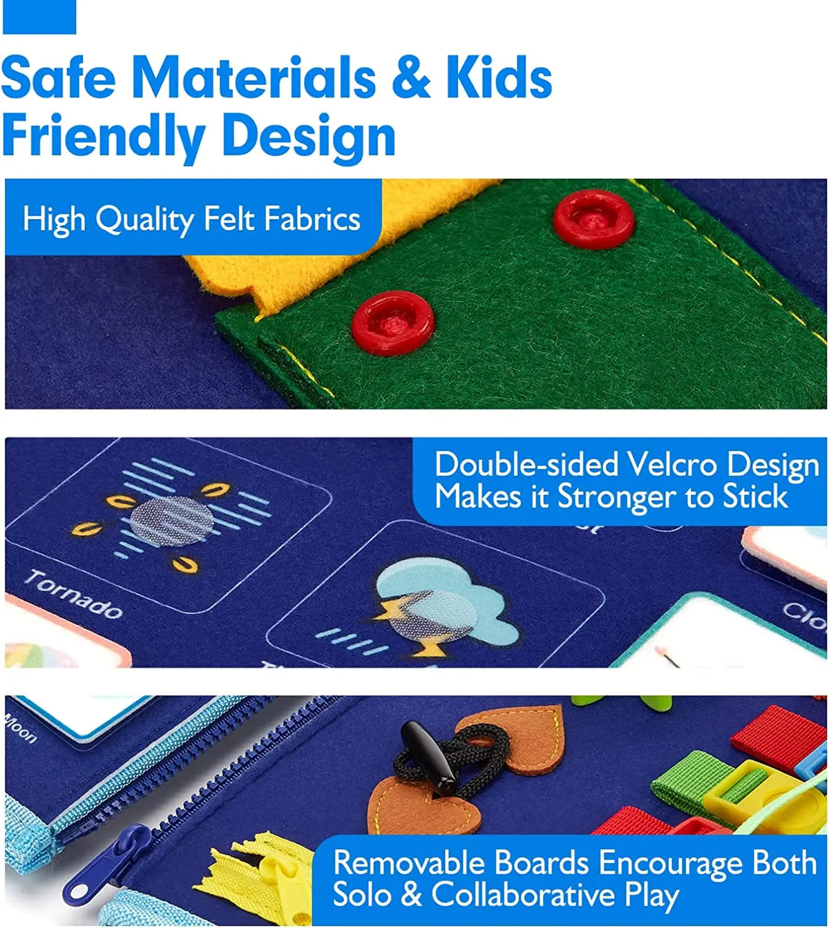 Montessori Toddler Busy Board Activity Book for Fine Motor Skills Learning