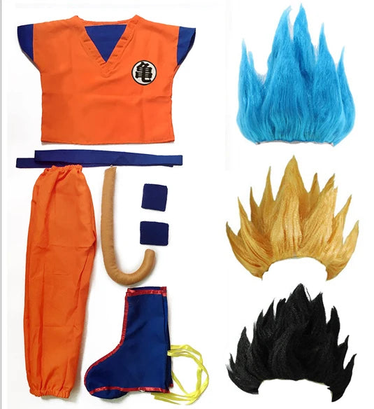 Halloween Costumes  Adult  Z Clothes Party Suit Goku Cosplay Costumes Top/Pant/Belt/Tail/wrister/Wig