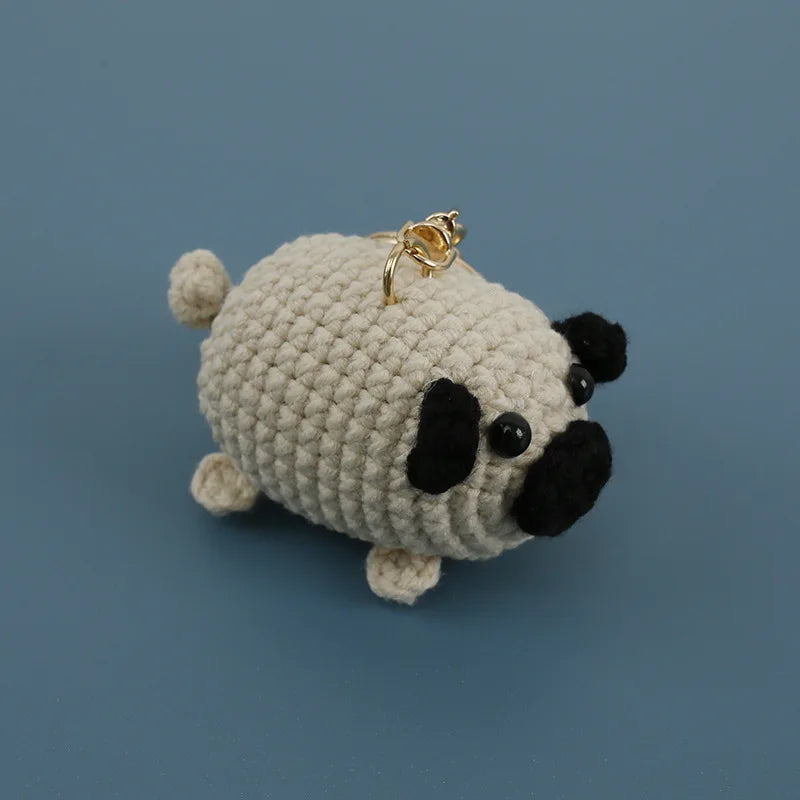 Cute Bear Couple Crochet Keychain Set Mini Animal Doll Charm