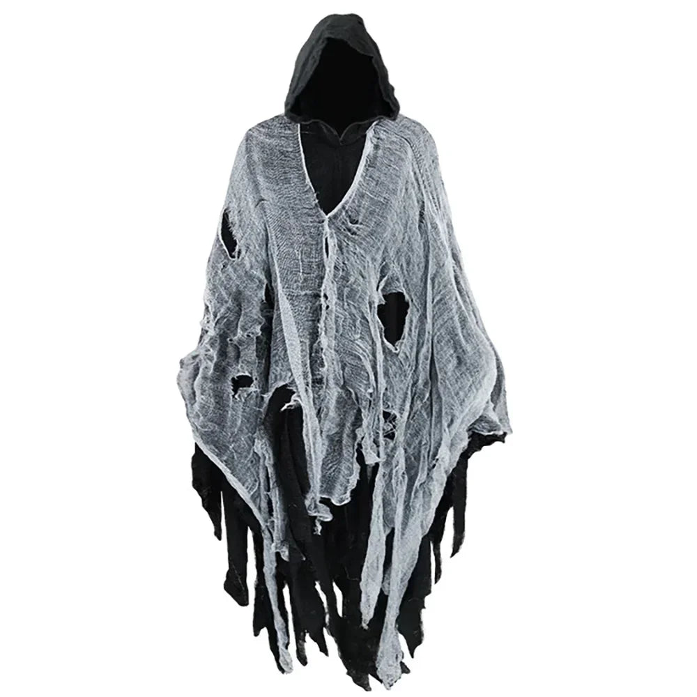 Horror Zombie Tattered Hooded Capes Unisex Halloween Ghost Dementors Cosplay Costume Day of The Dead Party Props Cloaks