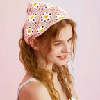 Knitted Strawberry Triangle Scarf Headband for Women