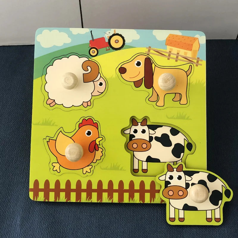 Montessori Wooden Color & Shape Matching Building Blocks