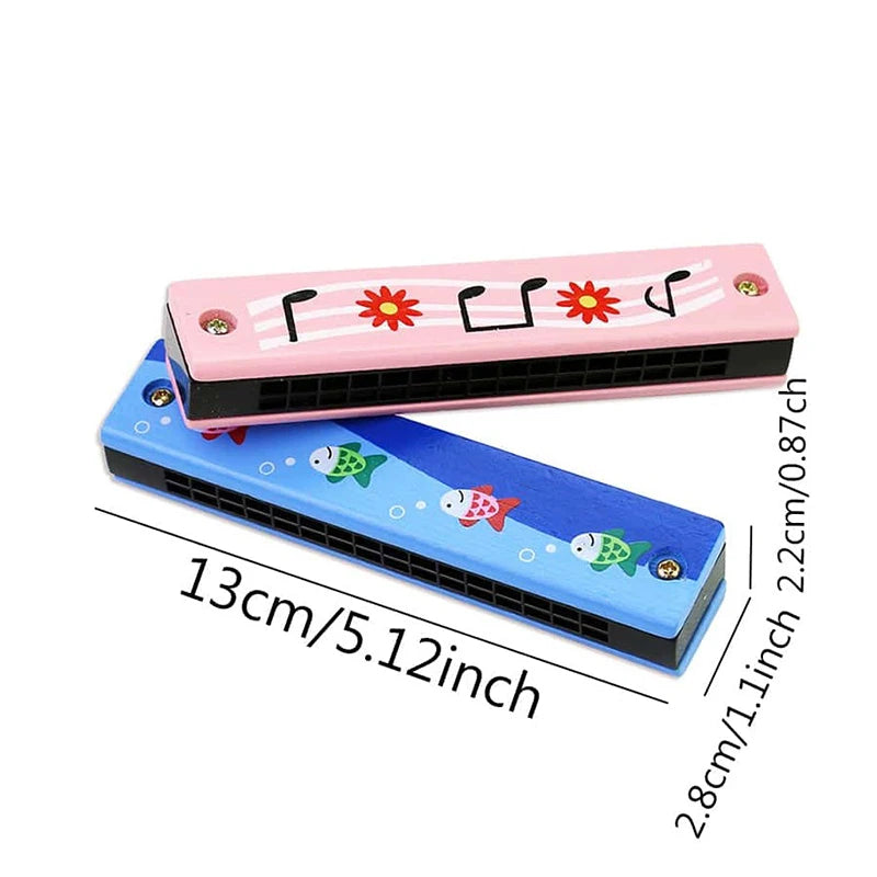 Wooden Harmonica Musical Instrument Toy for Early Learning Kids