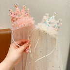 Princess Crown Veil Headband for Girls