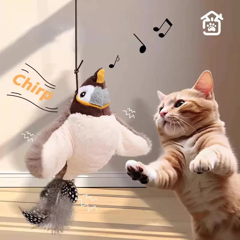 Interactive Wall Hanging Bird Cat Toy with Catnip for Indoor Play