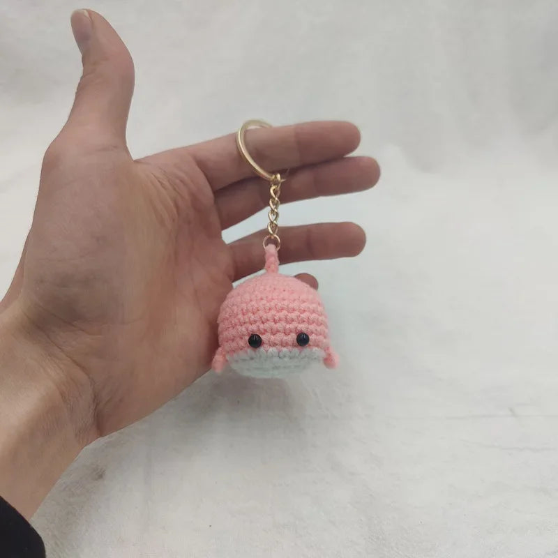 Cute Crochet Whale Keychain Handmade Ocean Bag Charm