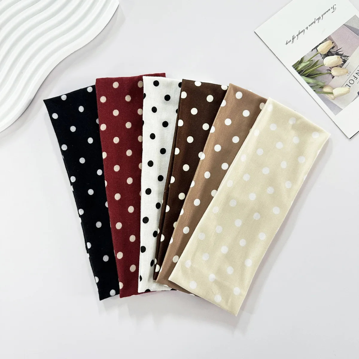 Polka Dot Yoga Elastic Sweat-Absorbing Headband for Women