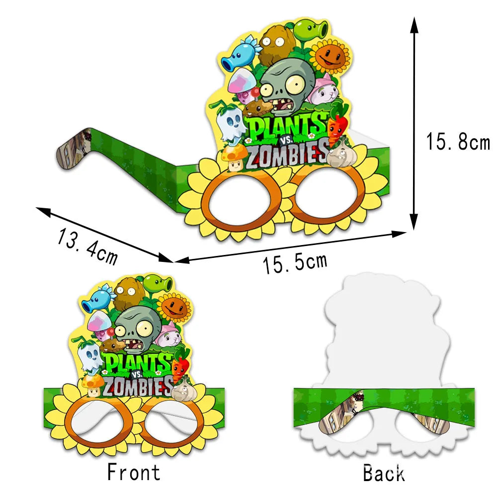 Plants vs Zombies Paper Party Glasses – Funny Photo Booth Props Set
