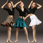 Children Professional Ballroom Latin Dance Dress For Girls Ballroom Dancing Dresses For Kids Leopard Print Top Skirt Samba Tango