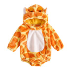 Baby Boys Girls Animal Costume Flannel Animals Hooded Romper Jumpsuits Newborn Halloween Outfit