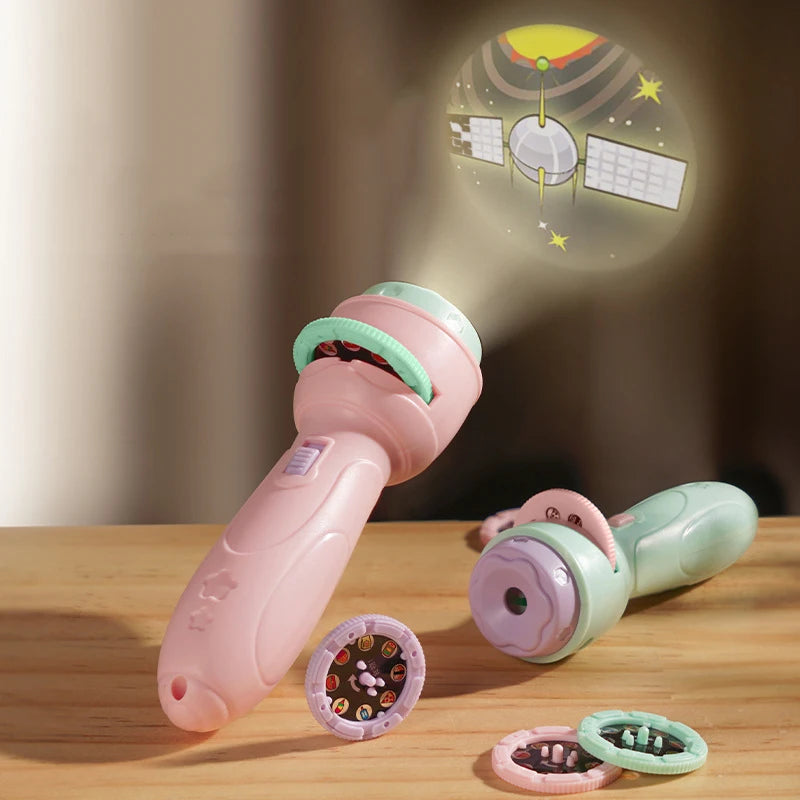 Baby Projector Torch Cartoon Projection Flashlight Early Education Cognition Before Bedtime Story Book 80 Patterns Luminous Toys