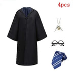 Harri Potters Adult&Children Cosplay Costume Gryffindors Shirt Gown Cloak Tie Scarf Wand Slytherin Skirt Halloween Hermione Gift