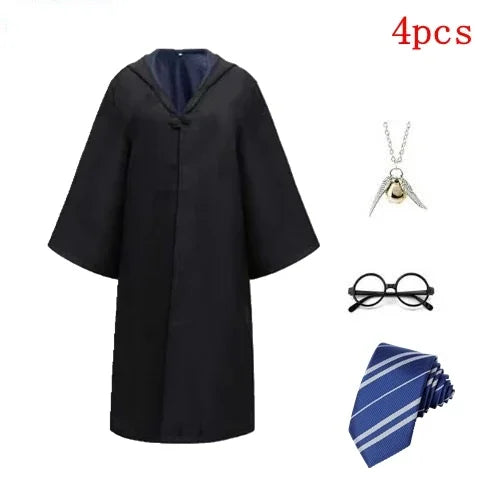 Harri Potters Adult&Children Cosplay Costume Gryffindors Shirt Gown Cloak Tie Scarf Wand Slytherin Skirt Halloween Hermione Gift