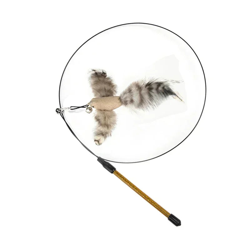 Peacock Bird Cat Teaser Wand for Interactive Hunting and Play