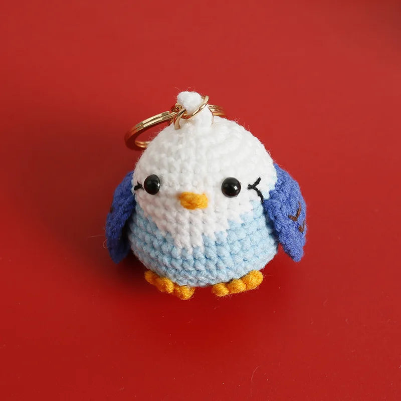 Cute Crochet Parrot Keychain Handmade Bird Bag Charm