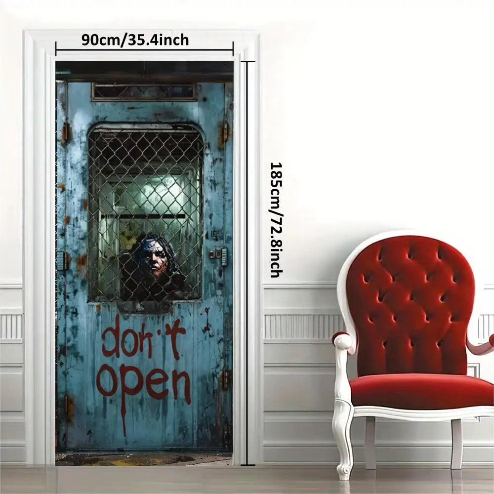 72.83x35.43 Inch Halloween Door Banner Polyester Ghost Hospital Scary Head Scene Decoration Halloween Party Supplies Photography