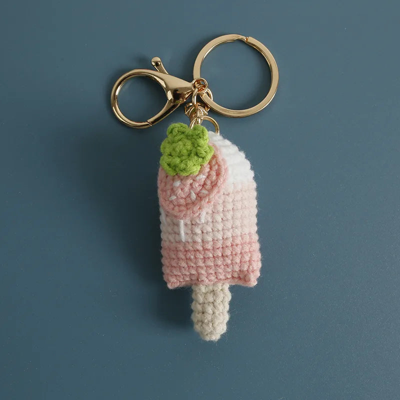 Cute Crochet Ice Cream Keychain Cone Bag Charm