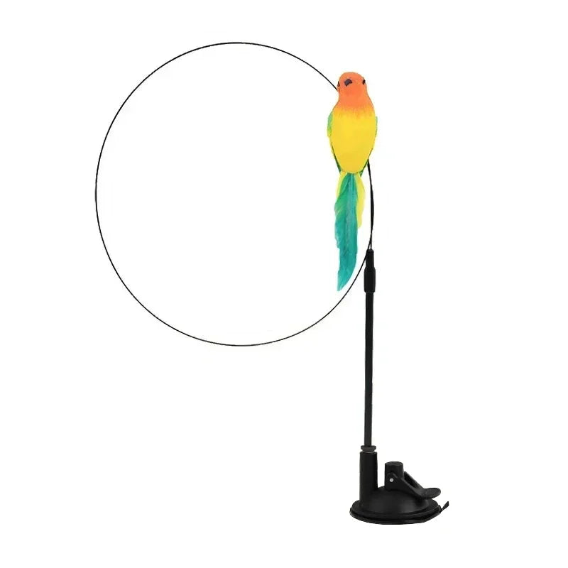 Peacock Bird Cat Teaser Wand for Interactive Hunting and Play