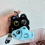 Cute Black Cat Plush Keychain Kawaii Bag Charm
