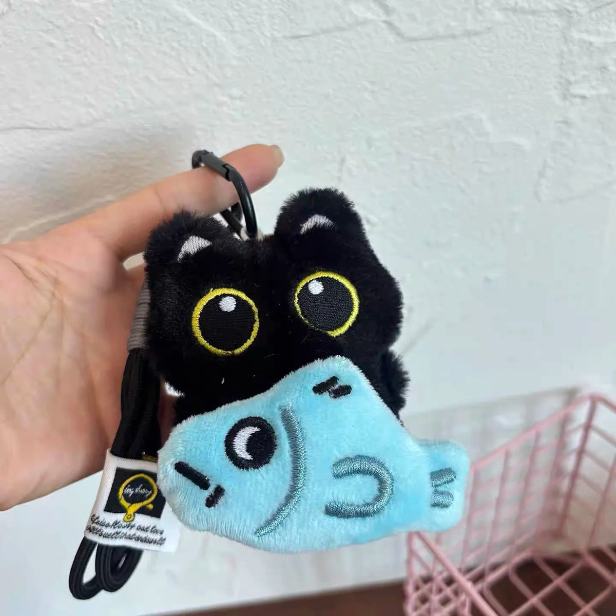 Cute Black Cat Plush Keychain Kawaii Bag Charm