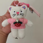 Kawaii Pink Cat Plush Keychain Cute Bag Charm for Girls Gift