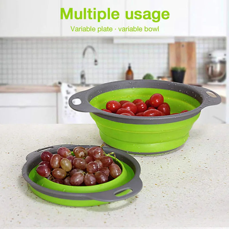 Foldable Silicone Vegetable Washing Basket – Fruit Cleaner & Food Drain Strainer