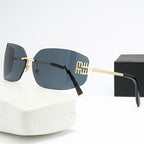 Frameless Square Cut Edge One-Piece Sunglasses UV400 Women Street Style