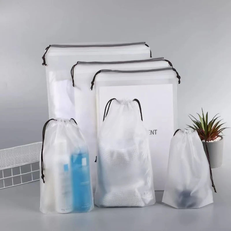 Transparent Waterproof Drawstring Shoe Storage Bags (5–10 Pack)
