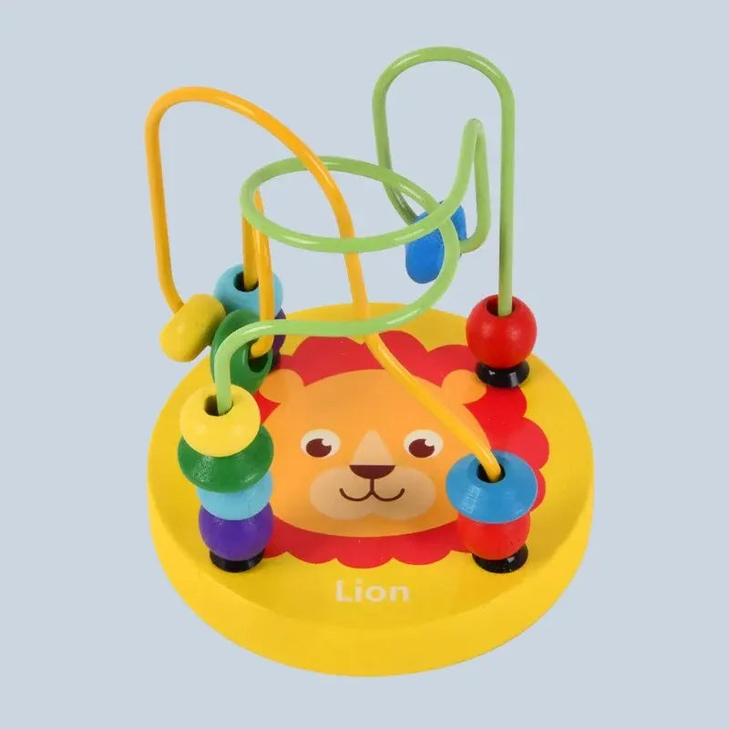 Colorful Wooden Bead Maze Roller Coaster Educational Toy for Toddlers