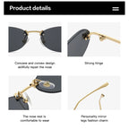Fashion Rimless Oval UV400 Diamond Sunglasses for Women