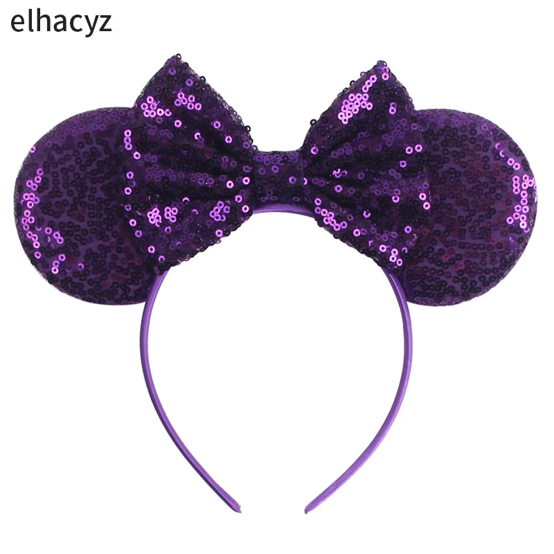 Embroidered Sequin Ears Bow Headband for Women & Girls