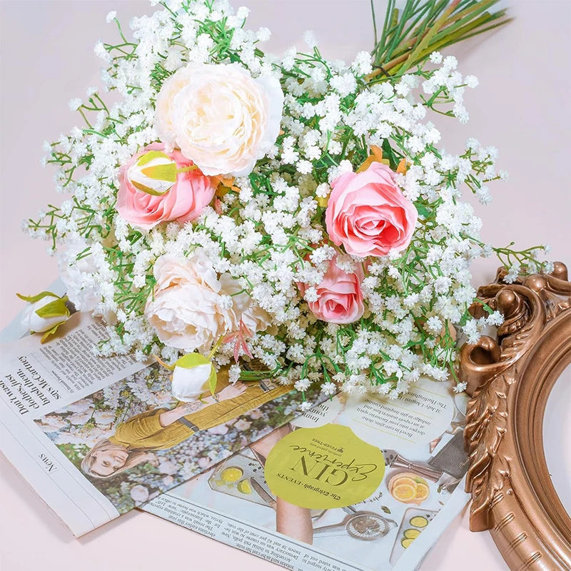 1Pcs 63cm Babies Breath Artificial Flowers Plastic Gypsophila DIY Floral Bouquets For Handmade Wedding Party Home Decoration