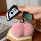 Cute Fluffy Cherry Fur Ball Keychain Bag Pendant Charm