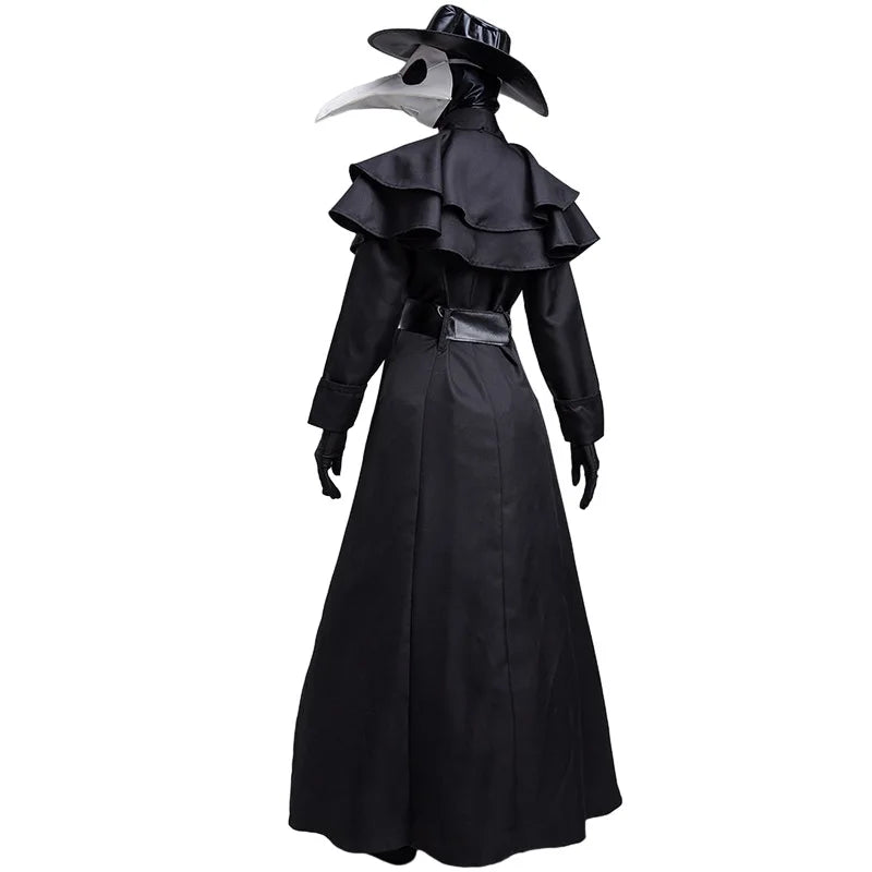 Halloween Medieval Hooded Robe Plague Doctor Costume Mask Hat for Men Monk Cosplay Steampunk Priest Horror Wizard Cloak Cape 5XL