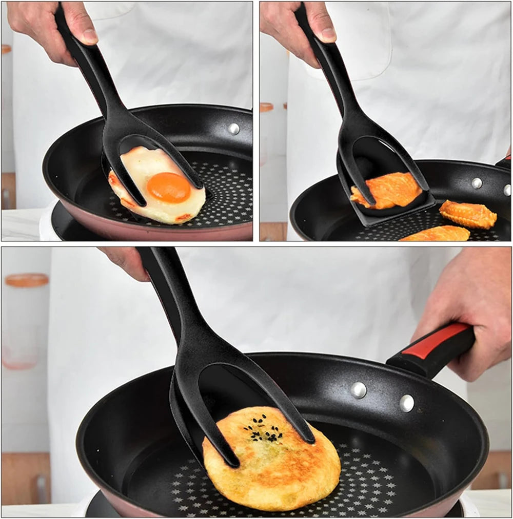 2-in-1 Grip Flip Spatula Clamp – Non-Stick Kitchen Turner Tool