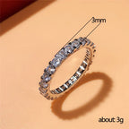 Huitan New Trendy Thin Finger Rings Band with Shiny Cubic Zirconia Simple Stylish Daily Wear Accessories for Women