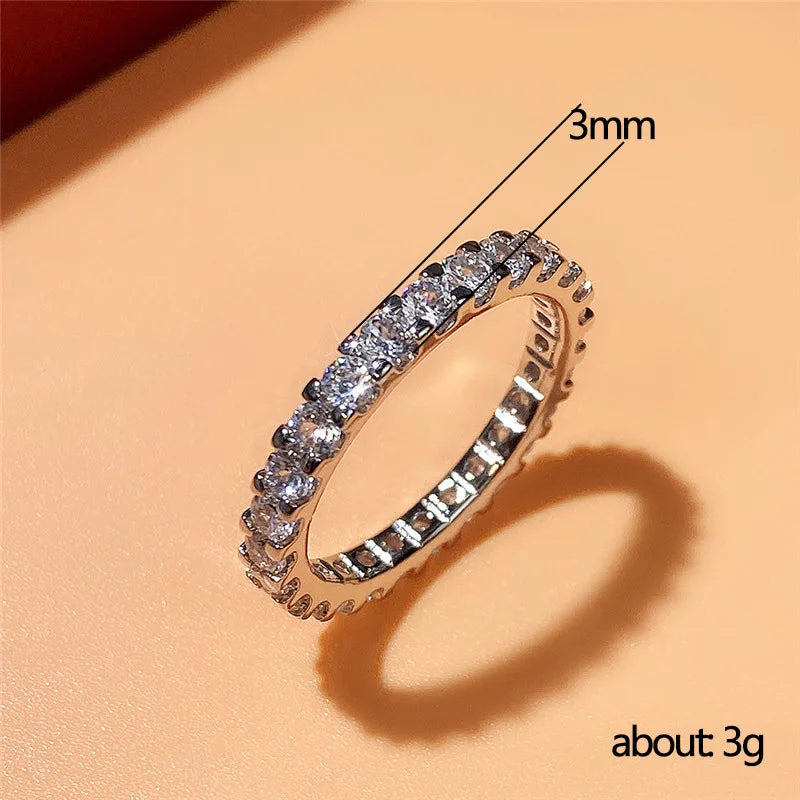 Huitan New Trendy Thin Finger Rings Band with Shiny Cubic Zirconia Simple Stylish Daily Wear Accessories for Women