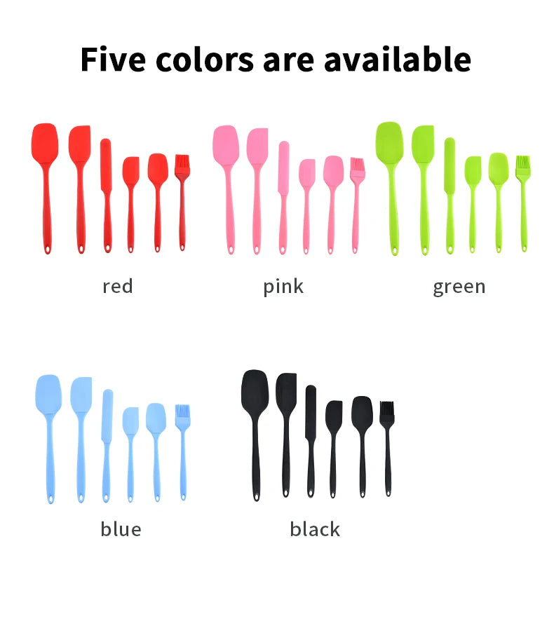 6-Piece Silicone Kitchenware Set with Spatulas and Oil Brush Kit