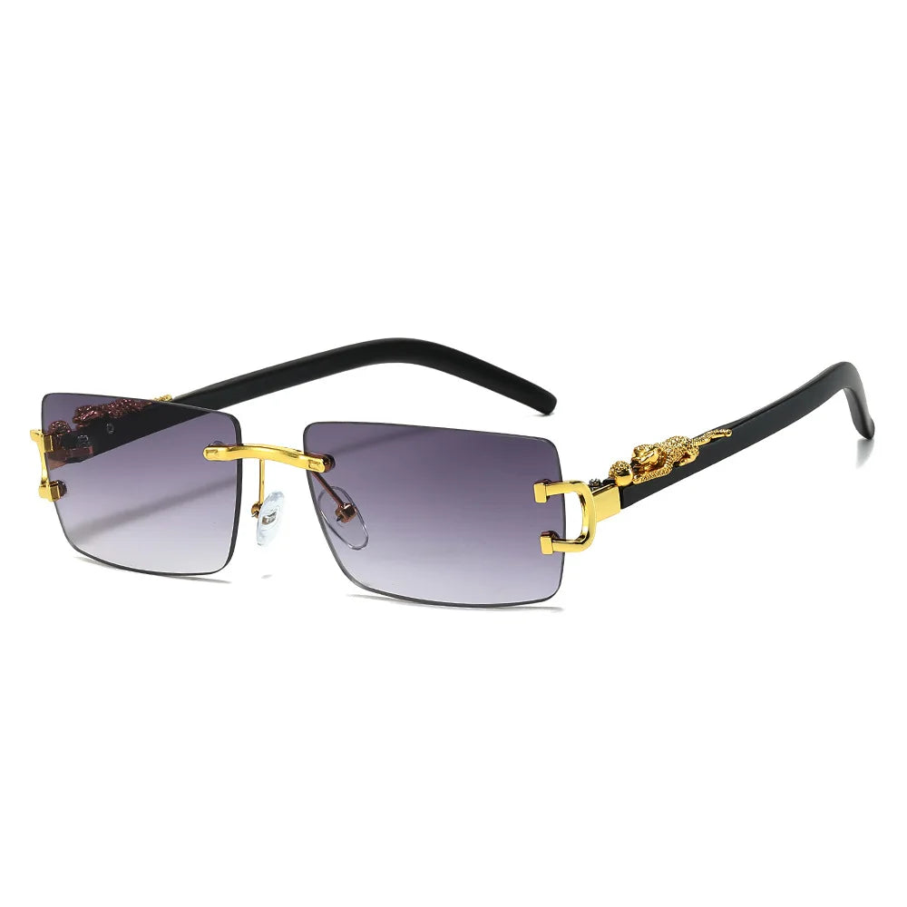 Fashion Rimless Rectangle UV400 Sunglasses for Women & Men