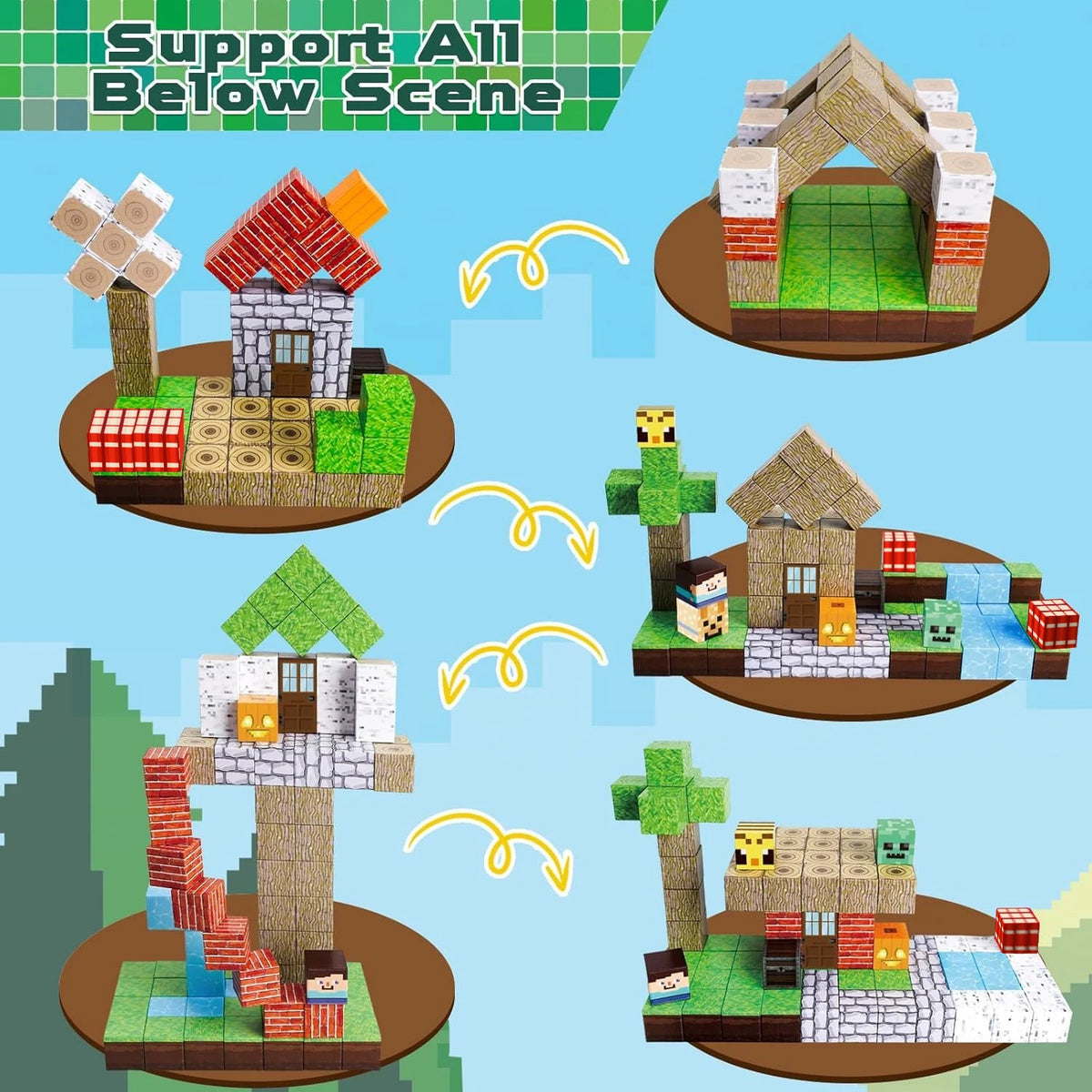 Magnetic Building Blocks Forest House STEM Construction Toy Set