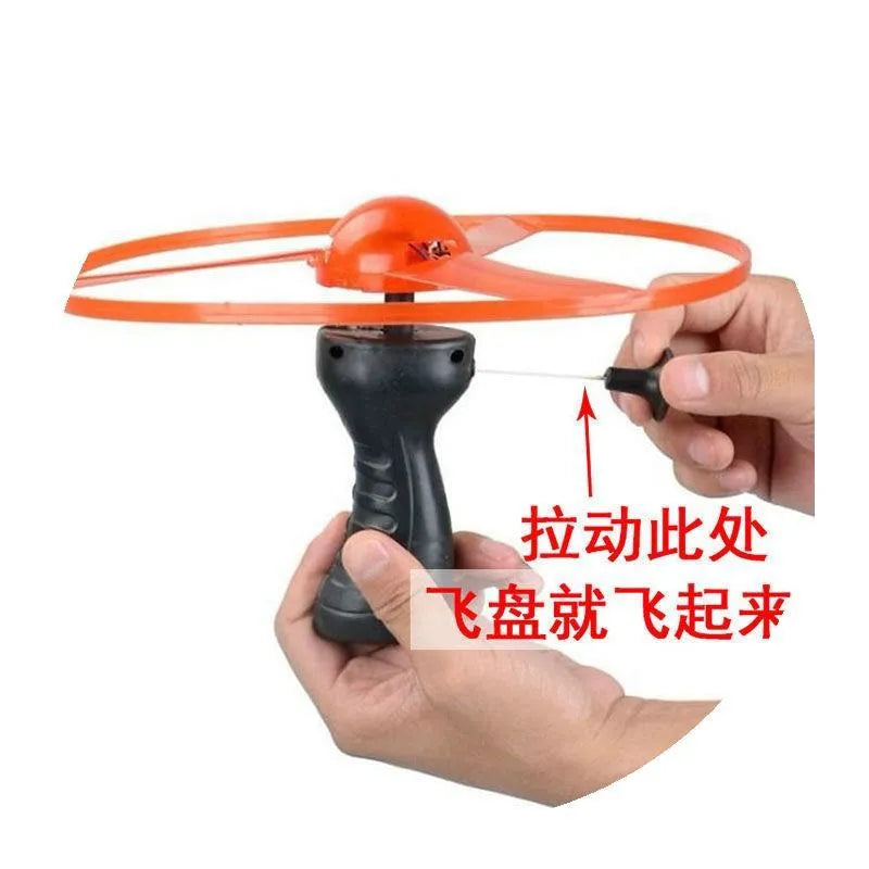 LED Pull String Flying Saucer Toy for Kids Outdoor Play